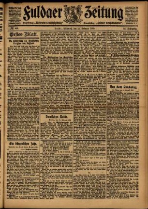 Erste Ausgabe vom Mittwoch, den 22. Februar 1905.