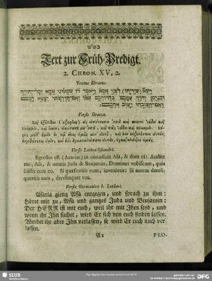 [Früh-Predigt. 2. Chron. XV, 2]