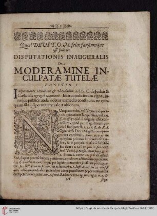 Disputationis Inauguralis De Moderamine Inculpate Tutelae