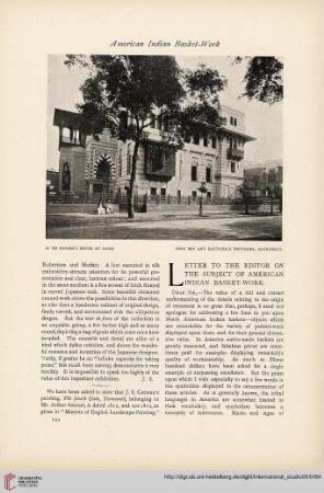 Letter to the editor on the subject of american indian basket-work