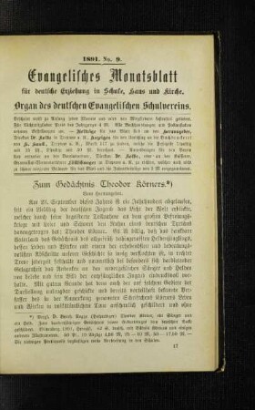 Zum Gedächtnis Theodor Körners
