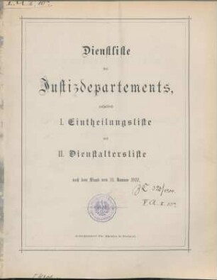 1900: Dienstliste des Justizdepartements