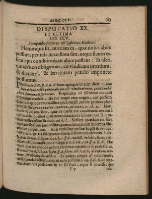 Disputatio XX. Et Ultima Lex CCV. - CCXI. & Ultima.
