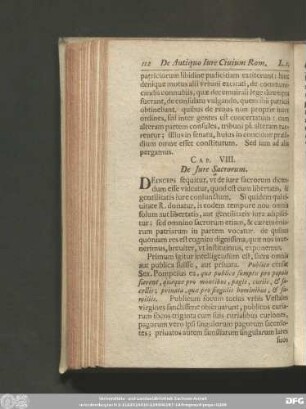 Cap. VIII. De Iure Sacrorum.