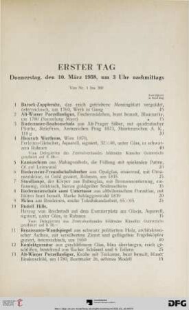 Erster Tag: Donnerstag, den 10. März 1938, um 3 Uhr nachmittags (Nr. 1-380)