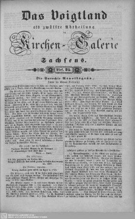 Die Parochie Arnoldsgrün, Die Parchonie Kloschwitz, Parochie Neukirchen : 25. Lieferung