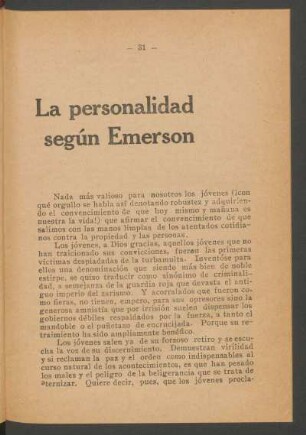 La personalidad según Emerson