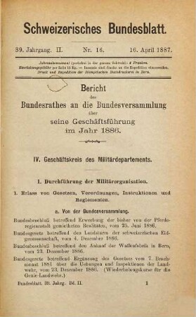Bundesblatt. 39. 1887, 2