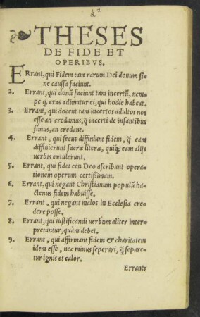 Theses De Fide Et Operibus.