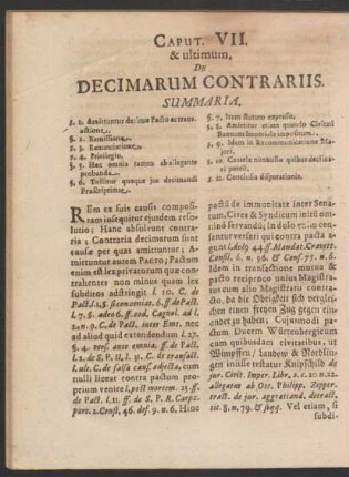 Caput VII. & ultimum. De Decimarum Contrariis.