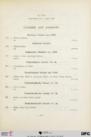 Gemälde und Aquarelle (Nr. 375-480)