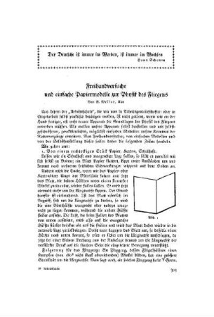 Freihandversuche und einfache Papiermodelle zur Physik des Fliegens