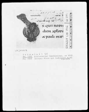 Sakramentar mit eingearbeitetem Graduale — Initiale D (eus qui hodiernam diem), Folio 200verso