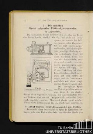 b) Direkt zeigende Elektrodynamometer von Weston.
