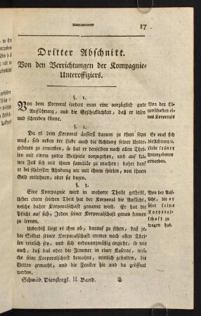 17-29, Dritter Abschnitt. Von den Verrichtungen der Kompagnieunteroffiziers