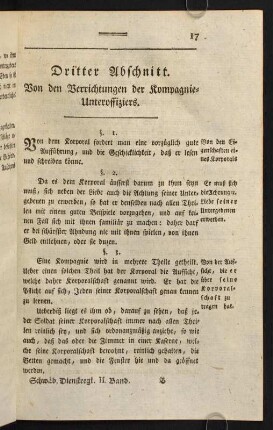 17-29, Dritter Abschnitt. Von den Verrichtungen der Kompagnieunteroffiziers