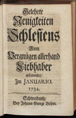 Im Januario. 1734.