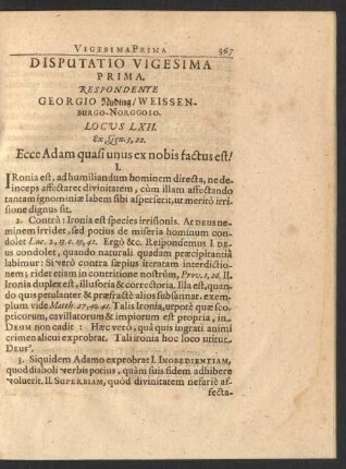 Disputatio Vigesima Prima. Respondente Georgio Nuding/ ...