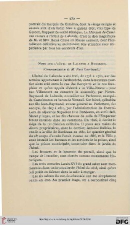 Note sur l'hôtel de Lalande à Bordeaux