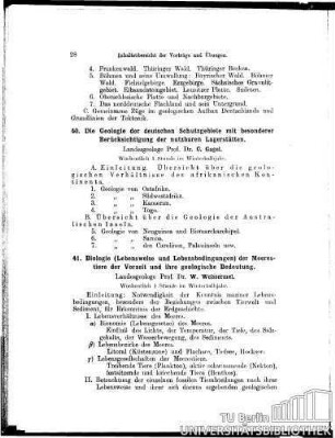 40. Die Geologie der deutschen Schutzgebiete mit besonderer Berücksichtigung der nutzbaren Lagerstätten