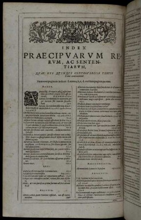 Index Præcipuarum Rerum, Ac Sententiarum.