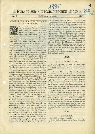 Artikel "Vorführung der Anschützschen Bilder in Berlin", 1895