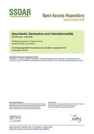 Geschlecht, Generation und Intersektionalität