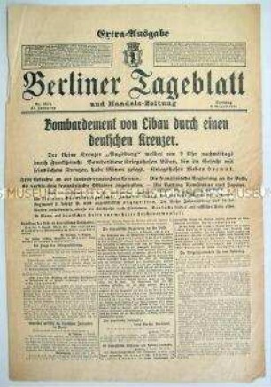Extra-Ausgabe des "Berliner Tageblatt" zur Bombardierung von Libau
