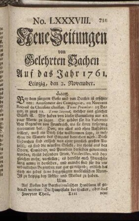 No. LXXXVIII. Leipzig, den 2. November. - No. XCVI. Leipzig, den 30. November.