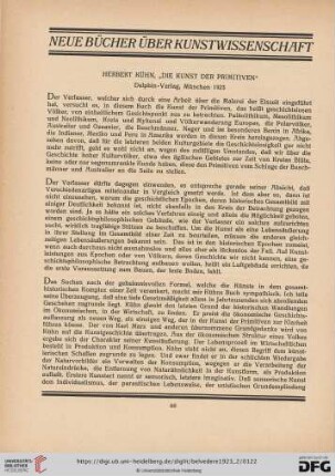 [Rezension von: Herbert Kühn, "Die Kunst der Primitiven"]