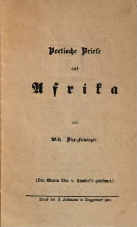 Poetische Briefe aus Afrika