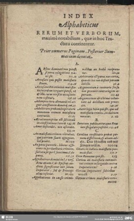 Index Alphbeticus Rerum Et Verborum, maxime notabilium, quae in hoc Tractatu continentur