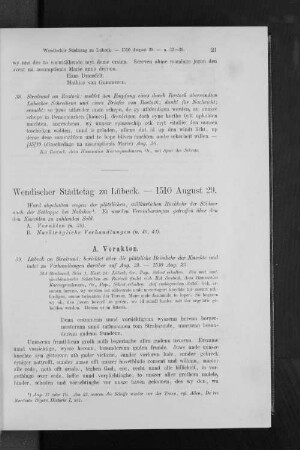 Wendischer Städtetag zu Lübeck. - 1510 August 29.
