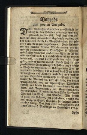 Vorrede zur zwoten Ausgabe