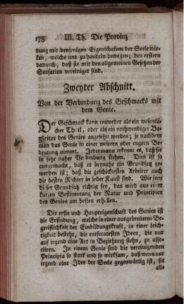 Zweyter Abschnitt. Von der Verbindung des Geschmacks mit dem Genie