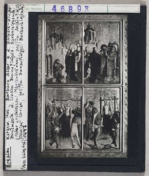 Breslau, Schlesisches Museum für Kunstgewerbe und Altertum: Barbara-Altar aus St. Barbara, Innenseite des linken Innenflügels: Barbaralegende