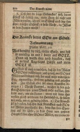 Der Krancke bittet Gott um Gedult.