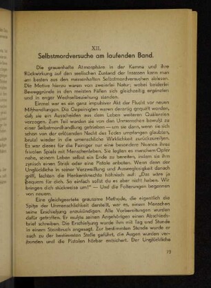 XII. Selbstmordversuche am laufenden Band.