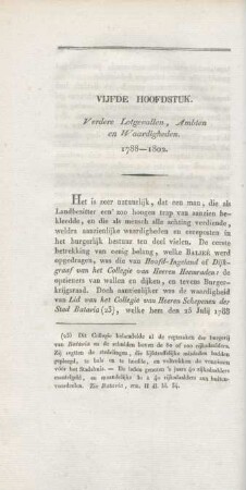 Vijfde Hoofdstuk. Verdere lotgevallen, ambten en waardigheden. 1788 - 1802