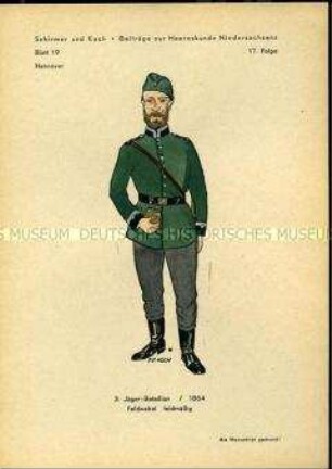 Uniformdarstellung, Feldwebel des 3. Jäger-Bataillons, Königreich Hannover, 1864.