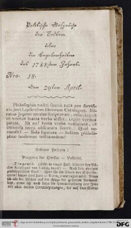 Nro. 18. Den 29ten April