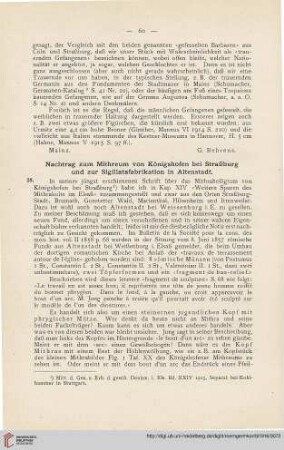 9: Nachtrag zum Mithreum von Königshofen bei Straßburg und zur Sigillatafabrikation in Altenstadt