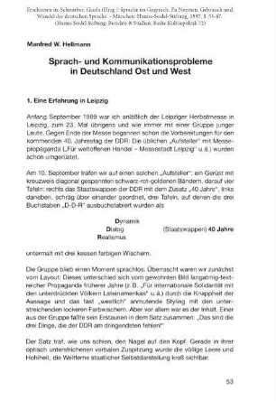 Sprach- und Kommunikationsprobleme in Deutschland Ost und West