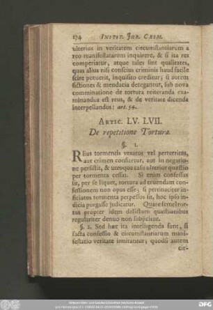 Artic. LV. LVII. De repetitione Torturae.