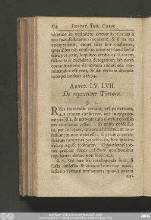 Artic. LV. LVII. De repetitione Torturae.