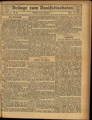 Zweite Ausgabe vom Sonntag, den 28. Dezember 1924.