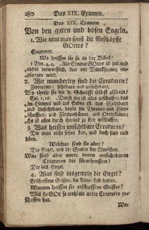 Das XIX. Examen. Von den guten und bösen Engeln