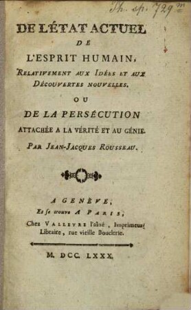 De l'Etat actuel de l'Esprit humain