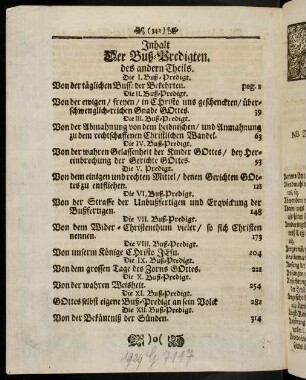 342, Inhalt. Der Buß-Predigten
