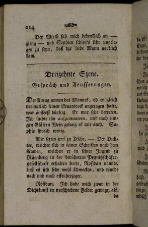Dreizehnte Szene. Gespräch und Aeusserungen.